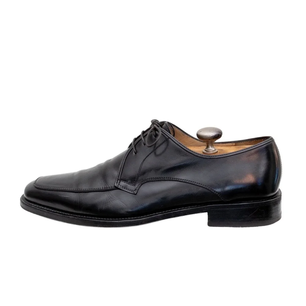 Salvatore Ferragamo Black Apron Toe Derby Dress Shoes Mens US 10.5 D UK 9.5